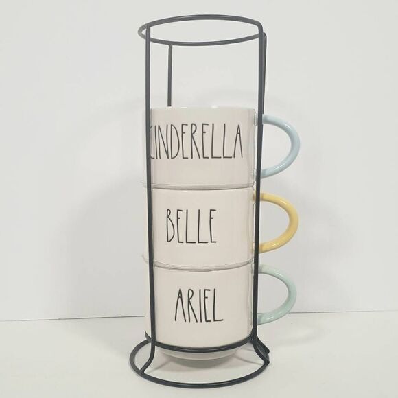 Rae Dunn Artisan‎ Collection Disney Princess Silhouette Mug Stack Set Incomplete - Picture 1 of 7